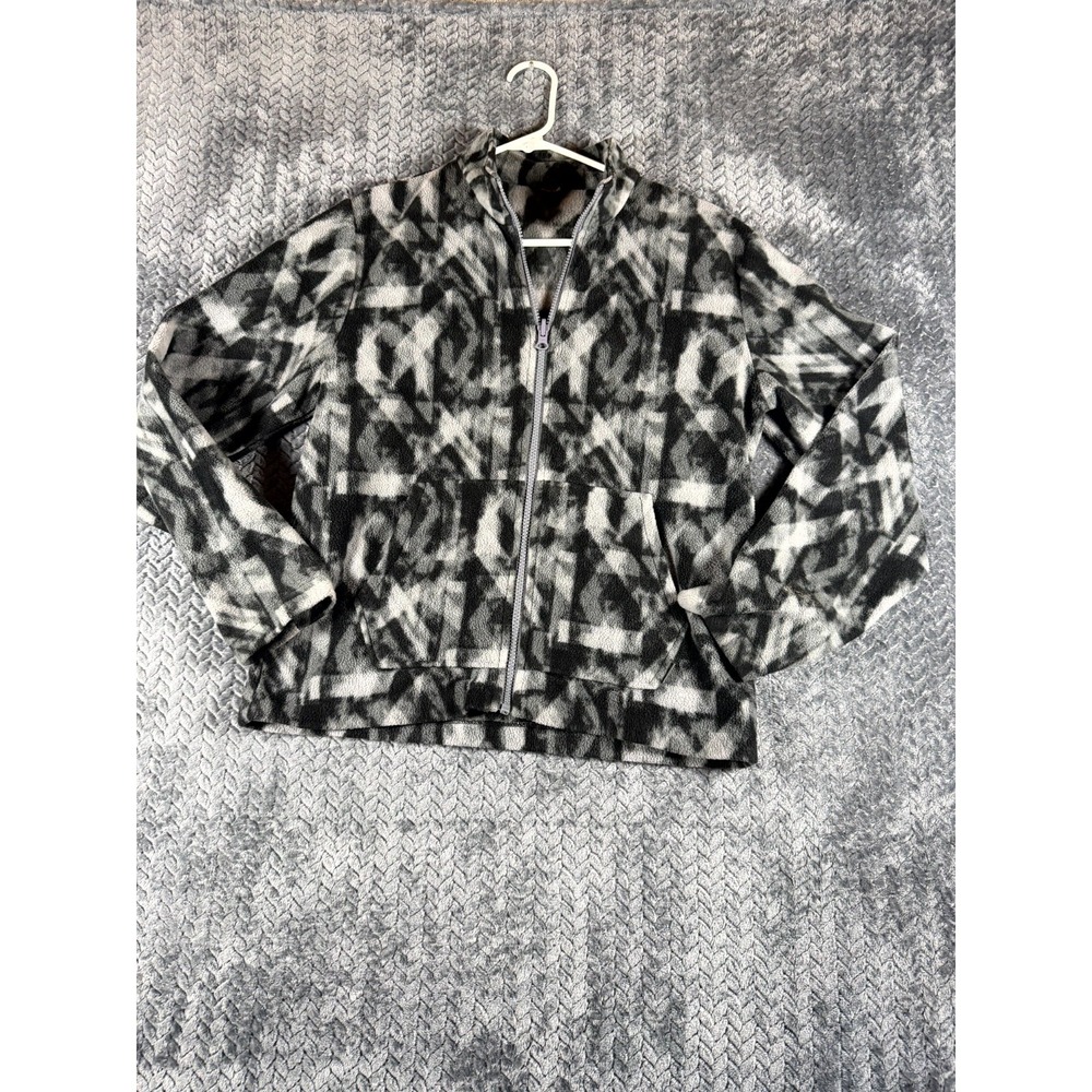 Eddie Bauer Fleece Jacket Kids‎ Large (14/16) Gray Camouflage Mock Neck Zip Up